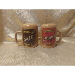 Grandmas Brand Easy Pourin Ceramic Salt & Pepper Shaker with Handles Set 4" Tall